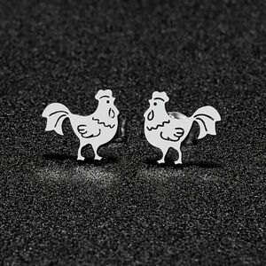 NEW Dainty Chicken stud Earring in Silver color - Boutique